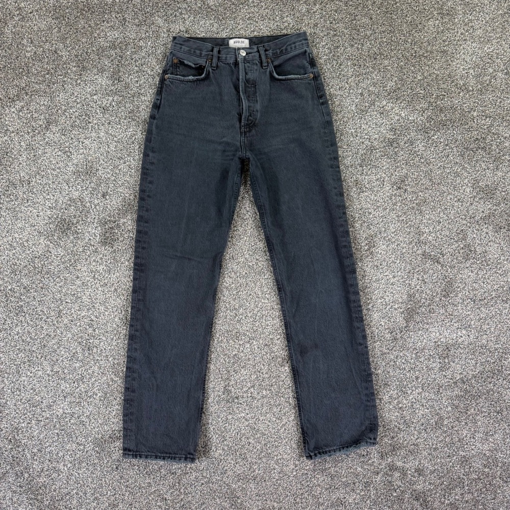 AGOLDE 90s High Rise Loose Fit Jeans Women 25 Washed Black Organic Cotton Casual